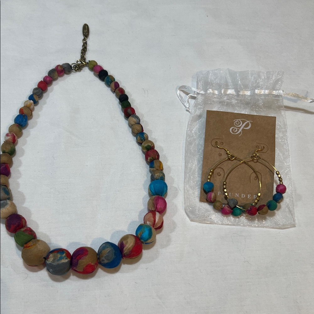 Plunder Multicolor Beaded Necklace and Earring Set